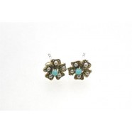 TURQUOISE AND PEARL SILVER SET EARRINGS
