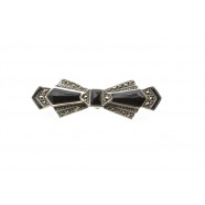 SILVER MARCASITE AND ENAMEL BOW BROOCH