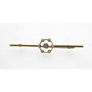 ANTIQUE 15CT GOLD PEARL AND SAPPHIRE BROOCH