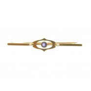 ANTIQUE GOLD PEARL AND SAPPHIRE BROOCH