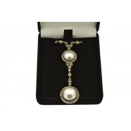 PEARL AND MARCASITE DOUBLE DROP PENDANT
